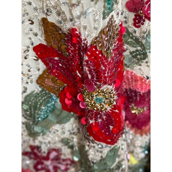 Mac Duggal 5475 Floral Embellished Spaghetti Strap Gown Size 0 NWT Nude Multi - Picture 9 of 12